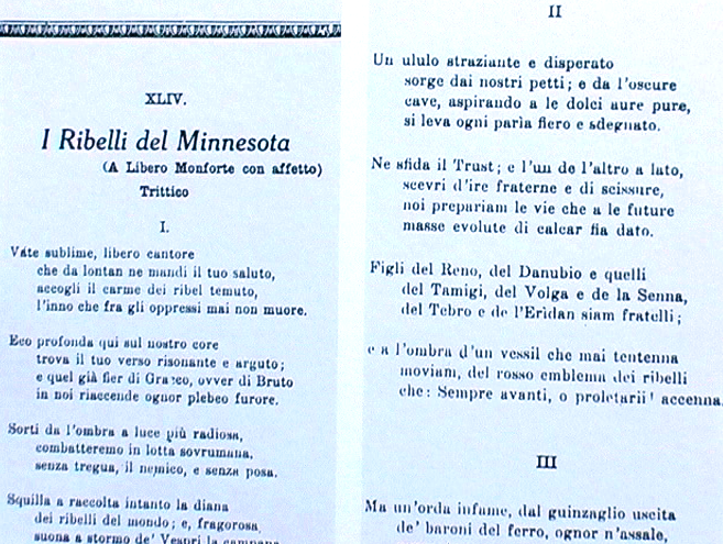 1916 - Composizione di Efren Bartoletti dedicata allo sciopero delle miniere di ferro del Minnesota
