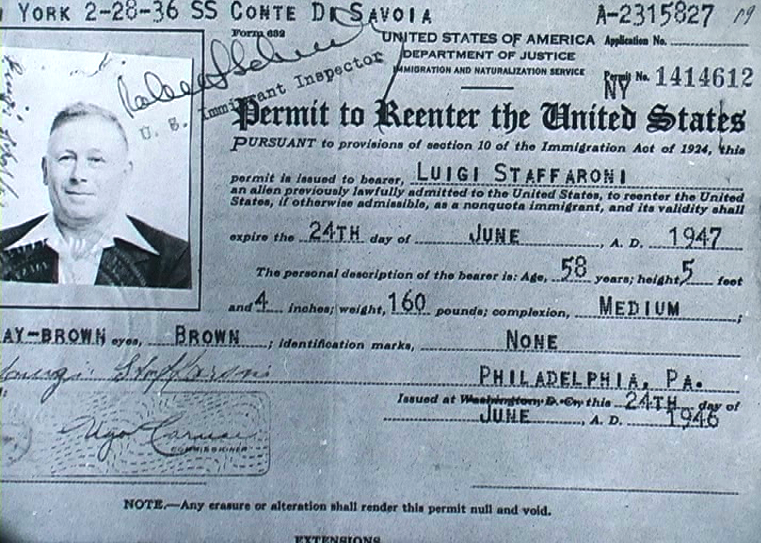1946 - Permesso di rientro negli USA