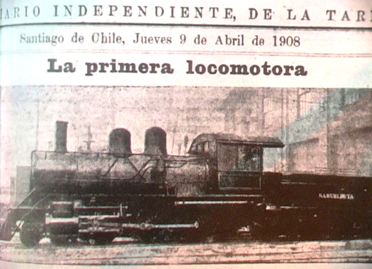 1908 - (Cile) - La prima locomotiva della Colonia "nuova Italia"