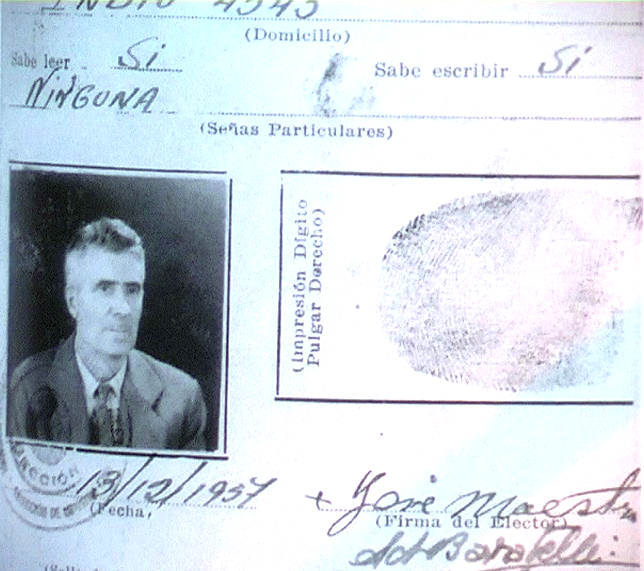 1957 - B. Aires (Argentina) - Documento di identificazione